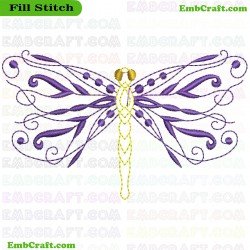 Handcrafted Dragonfly Embroidery Design 57