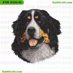 Head Of A Bernese Mountain Dog Embroidery Design 517