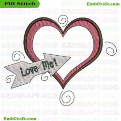 Heart With Banner Embroidery Design 10