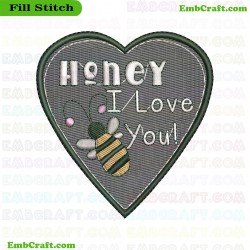 Heart With Bee Embroidery Design 8