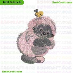 Hedgehog Hanging From Balloon Embroidery Design 7