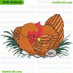 Hen Nesting On Eggs Embroidery Design 14