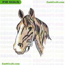 Horse Head Embroidery Design 4