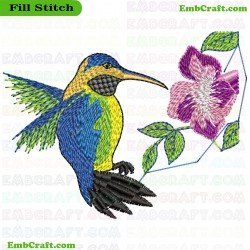 Hummingbird Embroidery Design 1