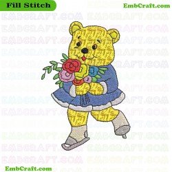 Ice Skating Bear Embroidery Design 40