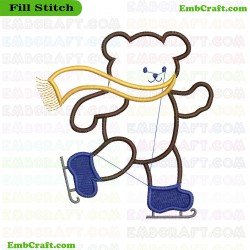 Ice Skating Bear Embroidery Design 5