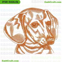 Illustrated Dog Head Embroidery Design 292