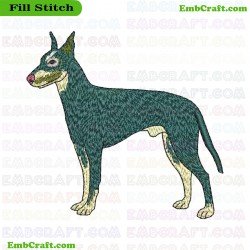 Intricate Doberman Pinscher Dog In Teal Embroidery Design 53