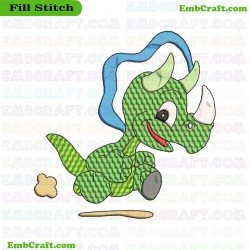 Joyful Cartoon Dinosaur Embroidery Design 45