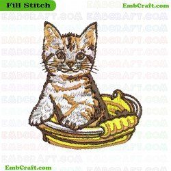 Kitten In Basket Embroidery Design 46