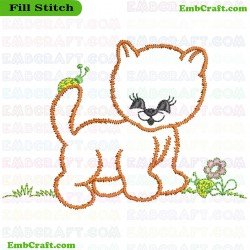 Kitty And Ladybugs Embroidery Design 67