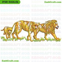 Lion Family Embroidery Design 26