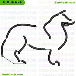 Lion Sketch In Monoline Style Embroidery Design 12