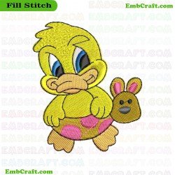 Little Duck In Bunny Swim Ring Embroidery Design 5