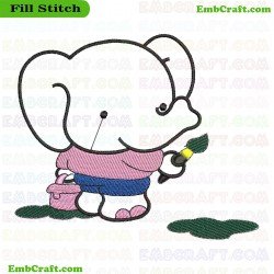 Little Elephant Painting Embroidery Design 1