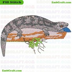 Lizard On A Tree Branch Embroidery Design 23