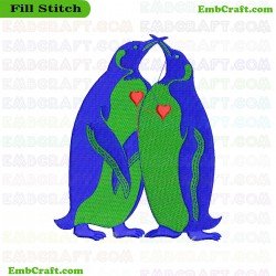 Loving Penguins Embroidery Design 64