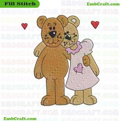 Loving Teddy Bears Embroidery Design 494