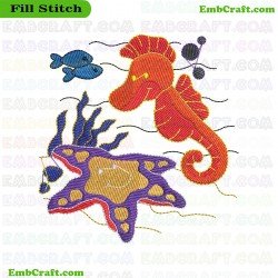 Marine Life Embroidery Design 14