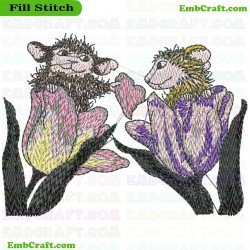 Mice Encounter In A Floral Garden Embroidery Design 27