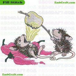 Mice Enjoying A Barbecue Embroidery Design 24