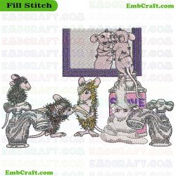 Mice In The Bathroom Embroidery Design 3