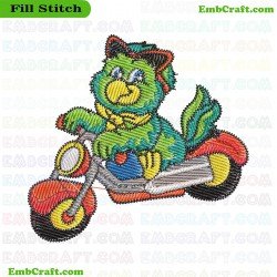 Mischievous Biker Parrot Embroidery Design 10