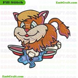 Mischievous Cat Embroidery Design 3