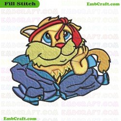 Mischievous Cat In Colorful Attire Embroidery Design 6