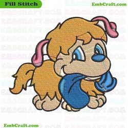 Mischievous Dog Holding Pouch Embroidery Design 8