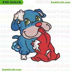 Mischievous Dog Playing With Fabric Embroidery Design 9