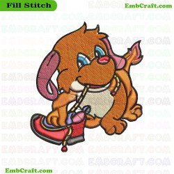 Mischievous Dog Playing With Shoe Embroidery Design 7