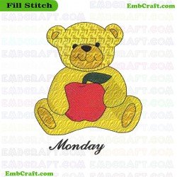 Monday Bear Embroidery Design 2