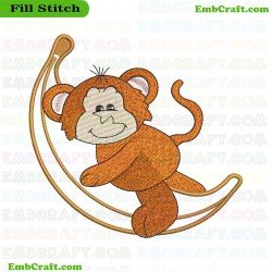 Monkey Banana Embroidery Design 3