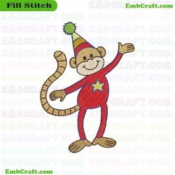 Monkey Embroidery Design 149