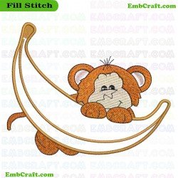 Monkey Face Embroidery Design 6