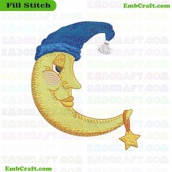 Moon And Star Embroidery Design 774