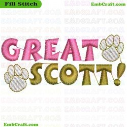 Motivational Phrase With Paw Print Embroidery Design 99