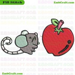 Mouse And Apple In Kitchen Embroidery Design 4