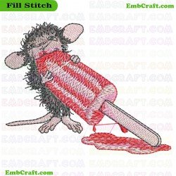 Mouse Eating Ice Cream Embroidery Design 15