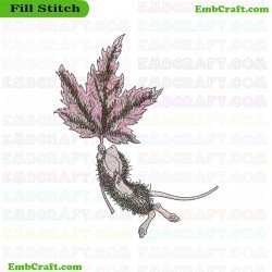 Mouse Holding A Leaf And Flying Embroidery Design 6