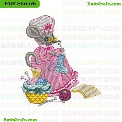 Mouse Sewing A Dress Embroidery Design 9