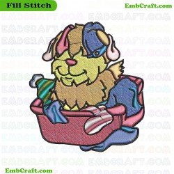 Naughty Dog In Laundry Basket Embroidery Design 10