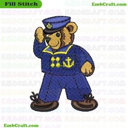 Nautical Bear Embroidery Design 480