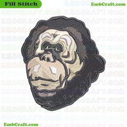 Orangutan Face Embroidery Design 4