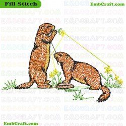 Otters In The Wild Embroidery Design 112