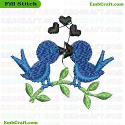 Pair Of Birds Embroidery Design 112