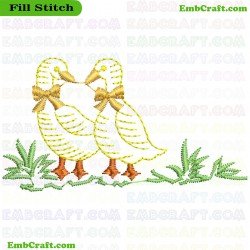 Pair Of Ducks Embroidery Design 128