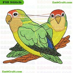 Parakeet Pair Embroidery Design 6