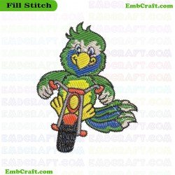 Parrot Riding Bicycle Embroidery Design 7